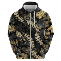 Gold Tropical Leaves Hawaii Mikioi Lei Hoodie Luxury Stylized - Polynesian Pride