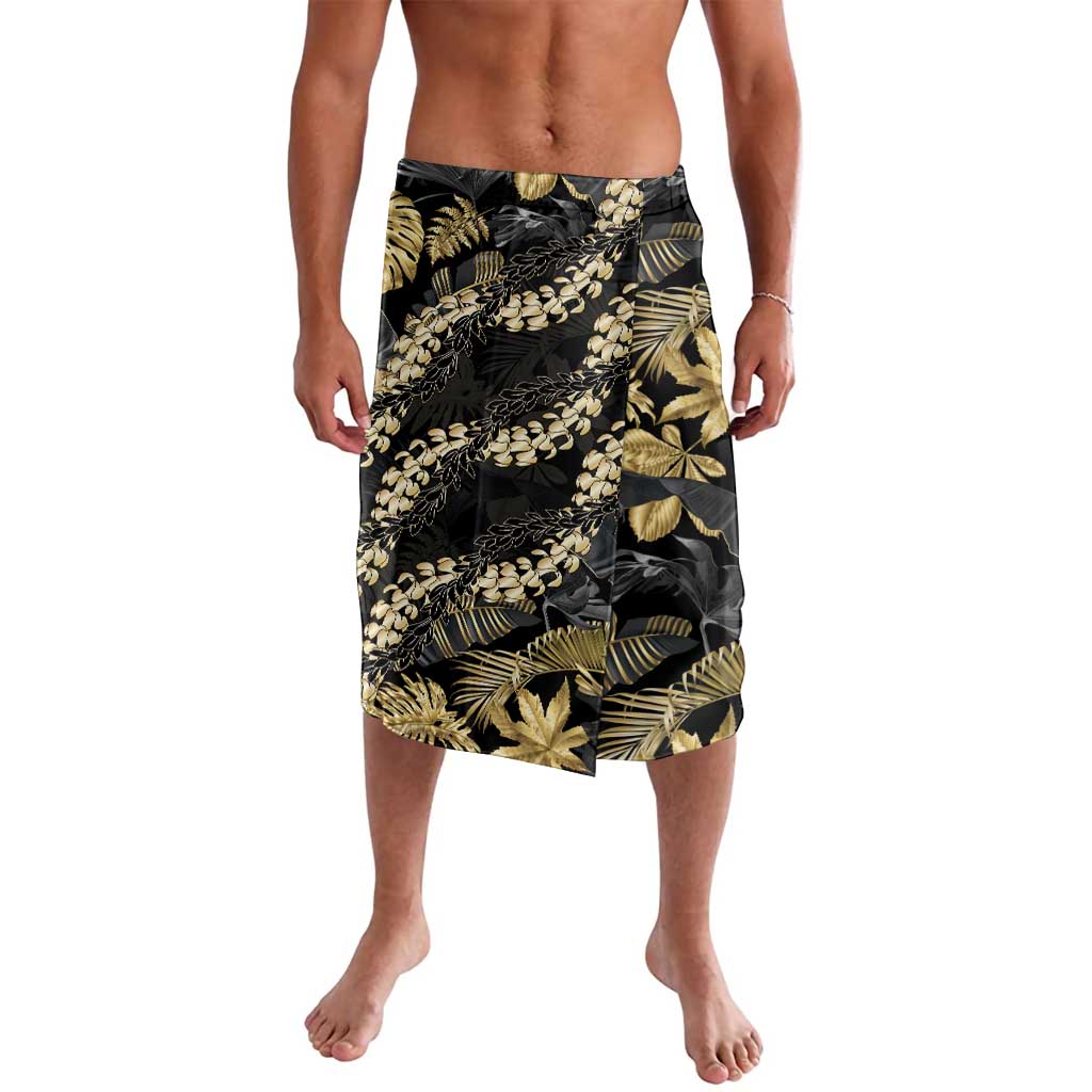 Gold Tropical Leaves Hawaii Mikioi Lei Lavalava Luxury Stylized - Polynesian Pride