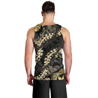 Gold Tropical Leaves Hawaii Mikioi Lei Men Tank Top Luxury Stylized - Polynesian Pride