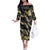 Gold Tropical Leaves Hawaii Mikioi Lei Off The Shoulder Long Sleeve Dress Luxury Stylized - Polynesian Pride