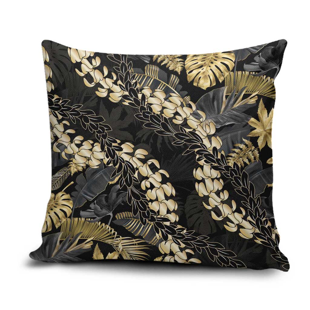 Gold Tropical Leaves Hawaii Mikioi Lei Pillow Cover Luxury Stylized - Polynesian Pride