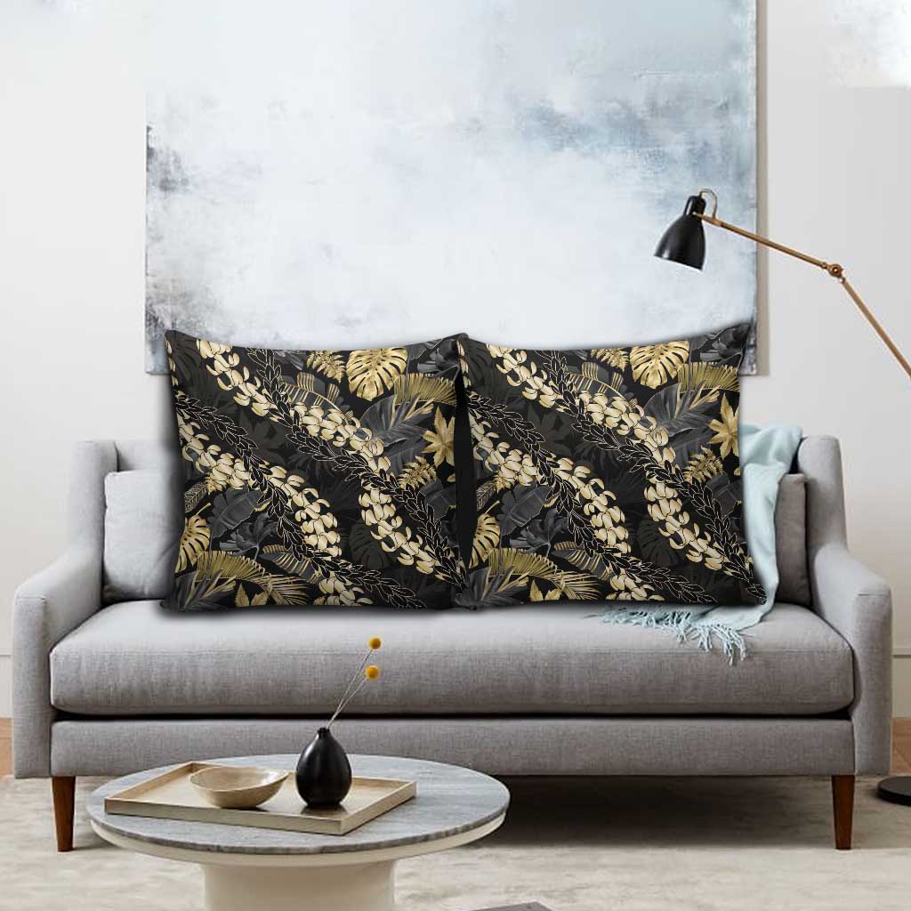Gold Tropical Leaves Hawaii Mikioi Lei Pillow Cover Luxury Stylized - Polynesian Pride