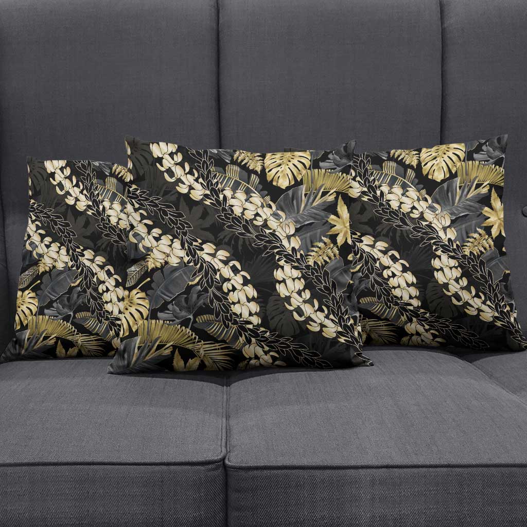 Gold Tropical Leaves Hawaii Mikioi Lei Pillow Cover Luxury Stylized - Polynesian Pride