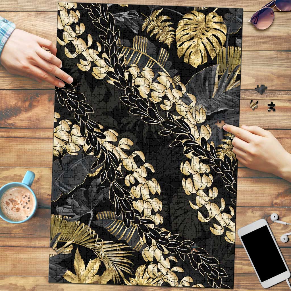 Gold Tropical Leaves Hawaii Mikioi Lei Puzzle Luxury Stylized - Polynesian Pride