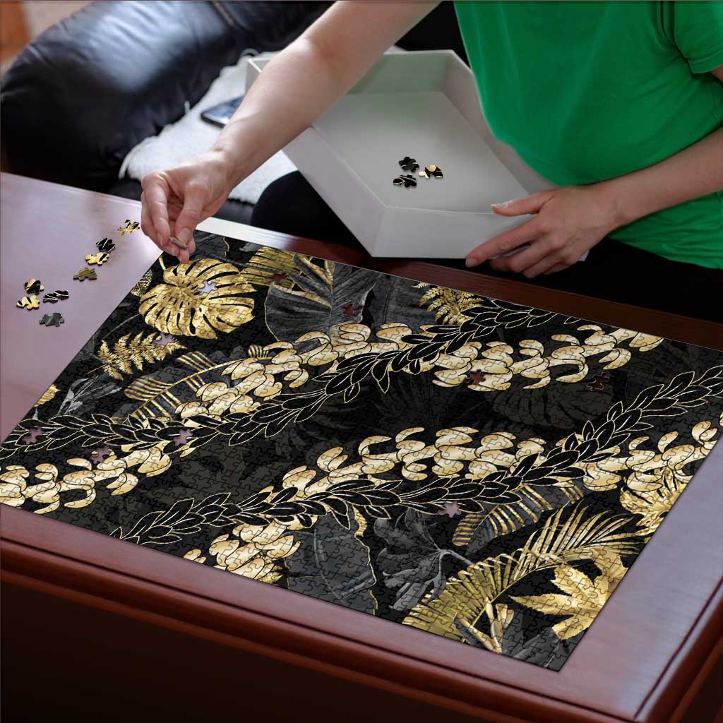 Gold Tropical Leaves Hawaii Mikioi Lei Puzzle Luxury Stylized - Polynesian Pride