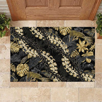 Gold Tropical Leaves Hawaii Mikioi Lei Rubber Doormat Luxury Stylized - Polynesian Pride
