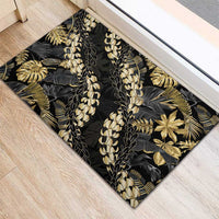 Gold Tropical Leaves Hawaii Mikioi Lei Rubber Doormat Luxury Stylized - Polynesian Pride