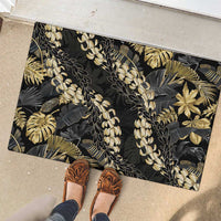 Gold Tropical Leaves Hawaii Mikioi Lei Rubber Doormat Luxury Stylized - Polynesian Pride