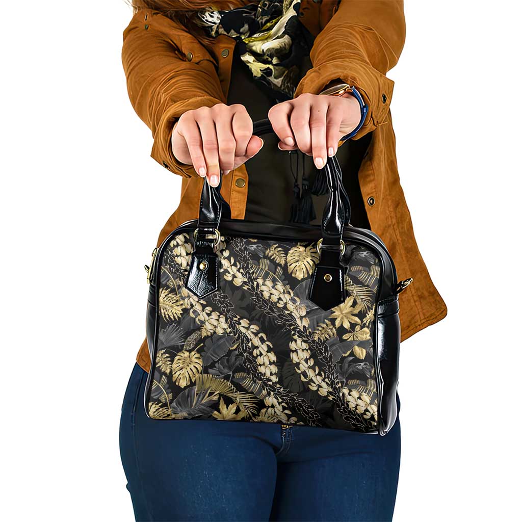 Gold Tropical Leaves Hawaii Mikioi Lei Shoulder Handbag Luxury Stylized - Polynesian Pride