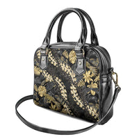 Gold Tropical Leaves Hawaii Mikioi Lei Shoulder Handbag Luxury Stylized - Polynesian Pride