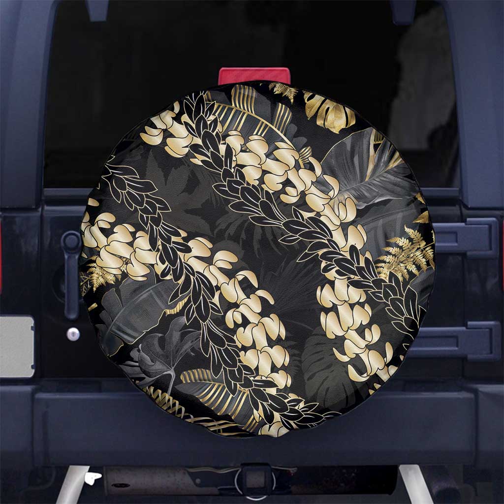 Gold Tropical Leaves Hawaii Mikioi Lei Spare Tire Cover Luxury Stylized - Polynesian Pride