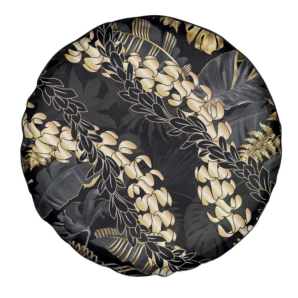 Gold Tropical Leaves Hawaii Mikioi Lei Spare Tire Cover Luxury Stylized - Polynesian Pride