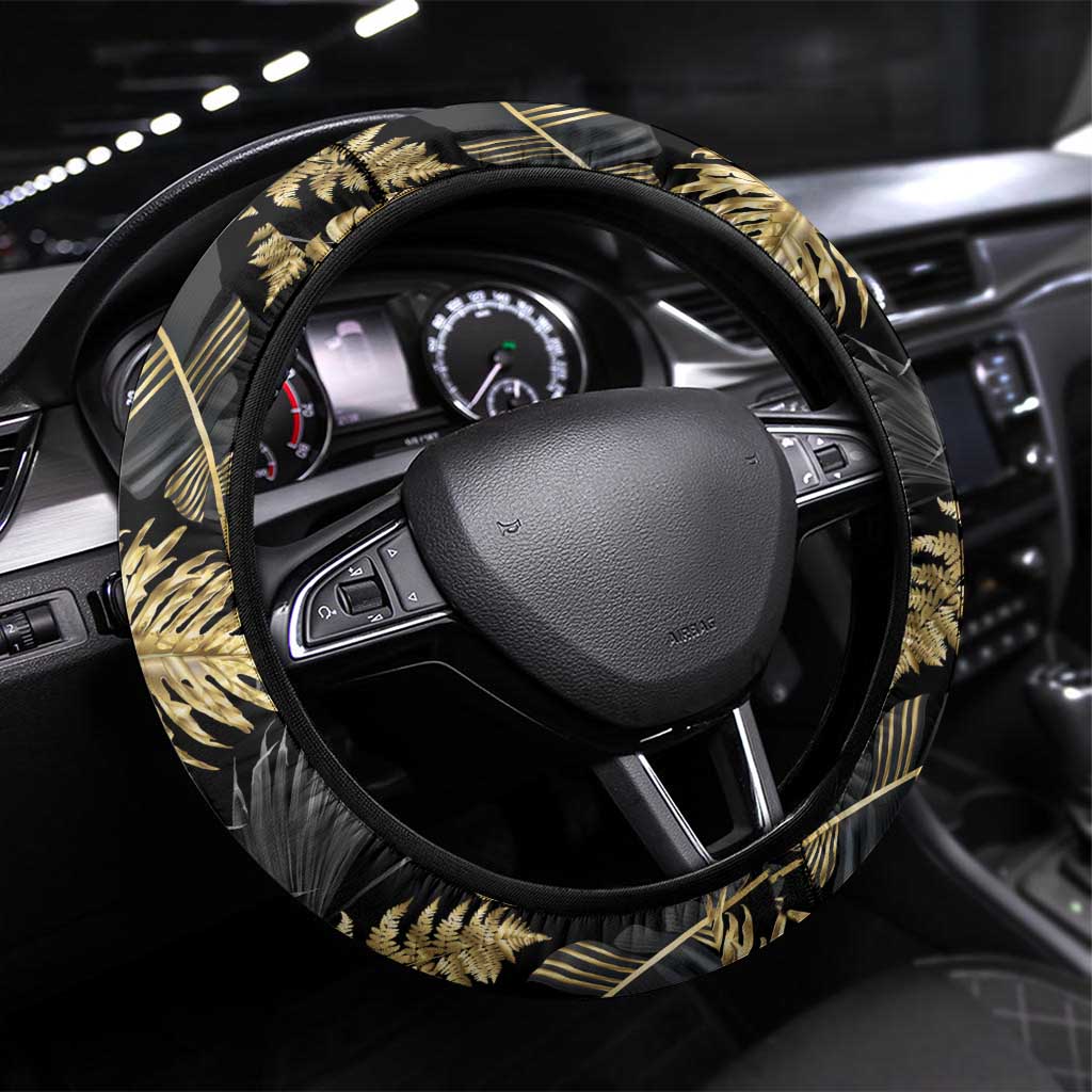 Gold Tropical Leaves Hawaii Mikioi Lei Steering Wheel Cover Luxury Stylized - Polynesian Pride