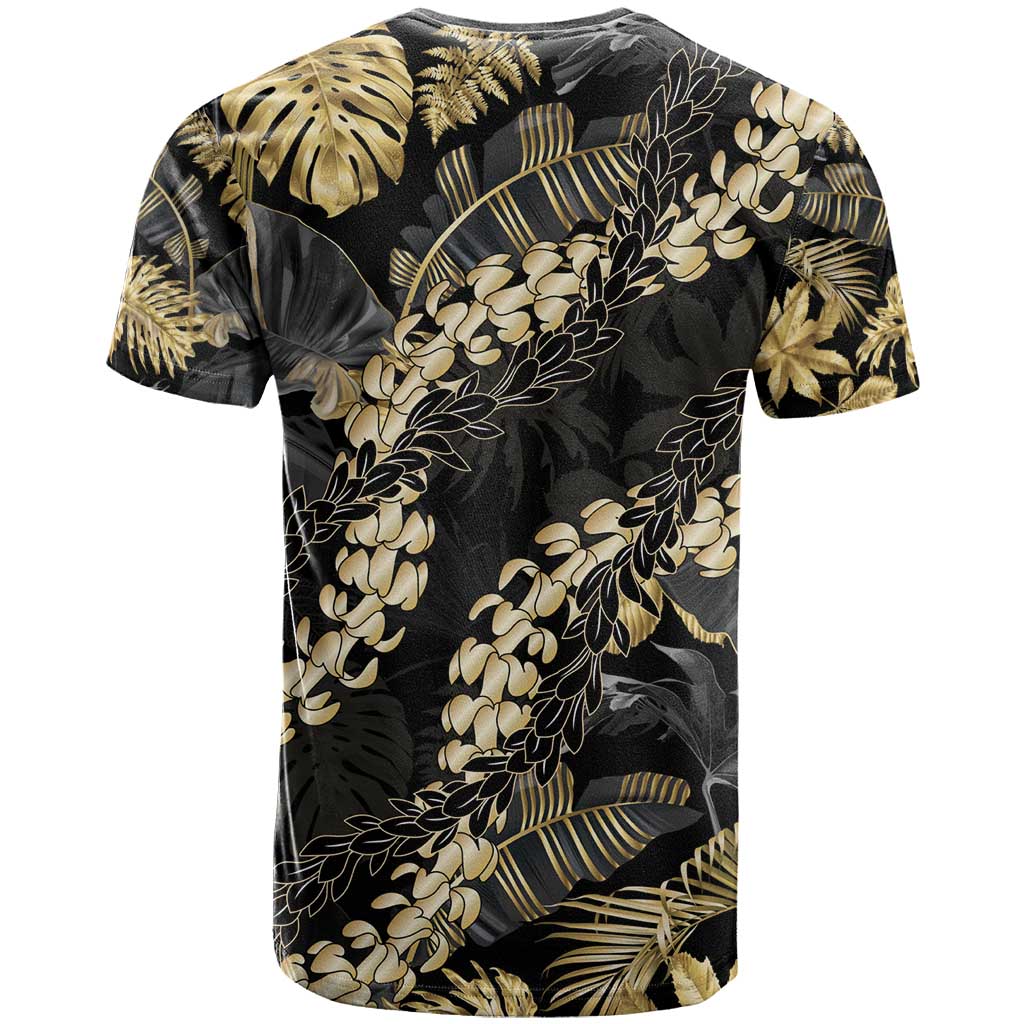 Gold Tropical Leaves Hawaii Mikioi Lei T Shirt Luxury Stylized - Polynesian Pride