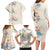 Beige Hawaii Lei Seashells Starfish Family Matching Long Sleeve Bodycon Dress and Hawaiian Shirt Sandy Sylized - Polynesian Pride