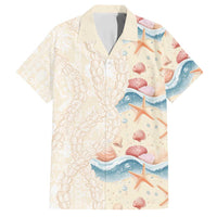 Beige Hawaii Lei Seashells Starfish Family Matching Off Shoulder Maxi Dress and Hawaiian Shirt Sandy Sylized - Polynesian Pride