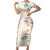 Beige Hawaii Lei Seashells Starfish Family Matching Short Sleeve Bodycon Dress and Hawaiian Shirt Sandy Sylized - Polynesian Pride