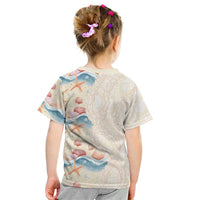 Beige Hawaii Lei Seashells Starfish Kid T Shirt Sandy Sylized - Polynesian Pride