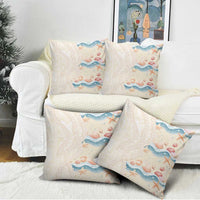 Beige Hawaii Lei Seashells Starfish Pillow Cover Sandy Sylized - Polynesian Pride