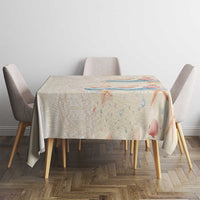 Beige Hawaii Lei Seashells Starfish Tablecloth Sandy Sylized - Polynesian Pride