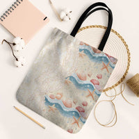 Beige Hawaii Lei Seashells Starfish Tote Bag Sandy Sylized - Polynesian Pride