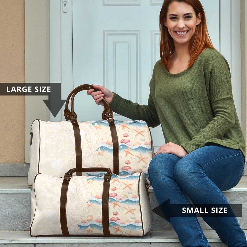 Beige Hawaii Lei Seashells Starfish Travel Bag Sandy Sylized - Polynesian Pride