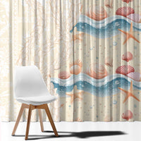 Beige Hawaii Lei Seashells Starfish Window Curtain Sandy Sylized - Polynesian Pride