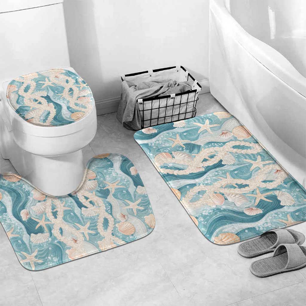 Hawaii Lei Seashells Starfish Bathroom Set Fresh Summer Vibe - Polynesian Pride