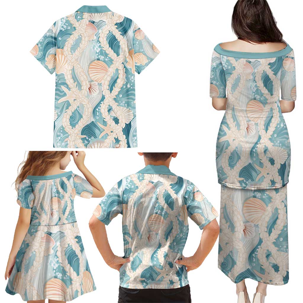 Hawaii Lei Seashells Starfish Family Matching Puletasi and Hawaiian Shirt Fresh Summer Vibe - Polynesian Pride