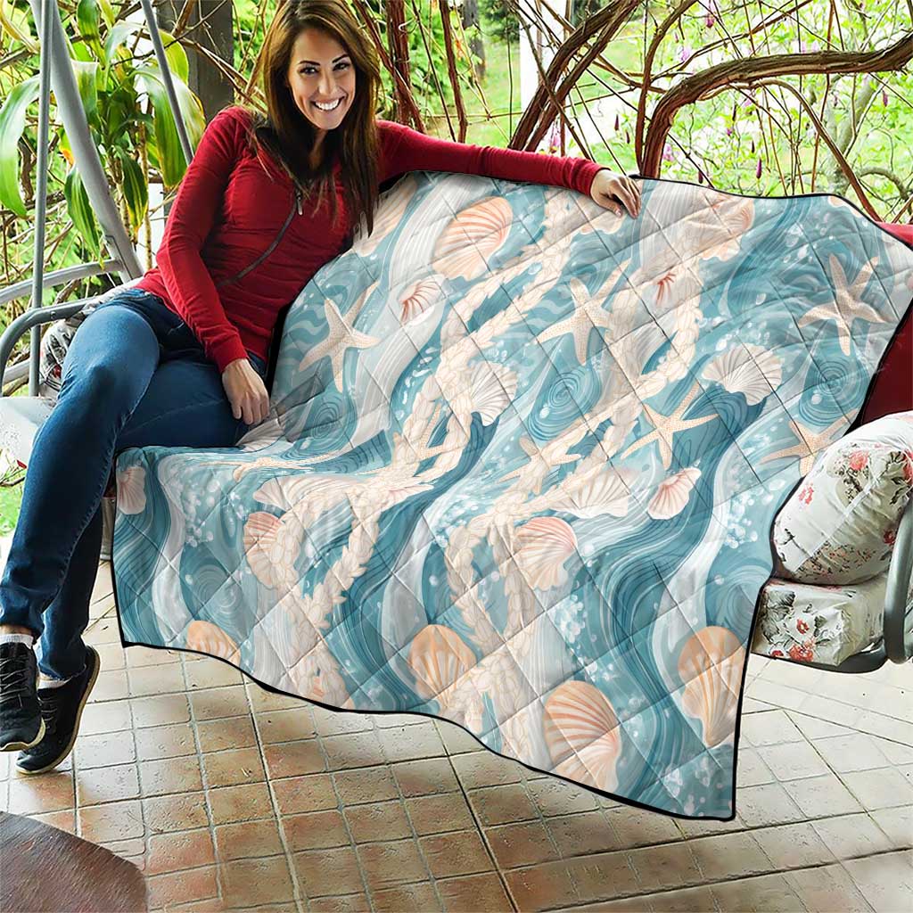 Hawaii Lei Seashells Starfish Quilt Fresh Summer Vibe - Polynesian Pride