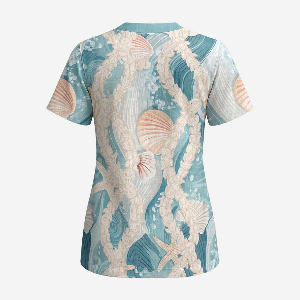 Hawaii Lei Seashells Starfish Scrub Top Fresh Summer Vibe LT01 - Polynesian Pride