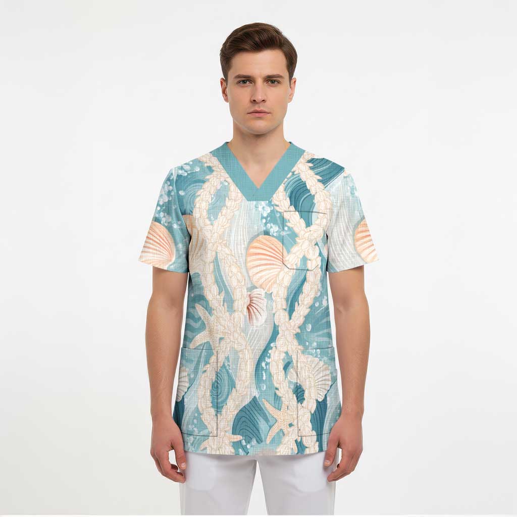 Hawaii Lei Seashells Starfish Scrub Top Fresh Summer Vibe LT01 - Polynesian Pride