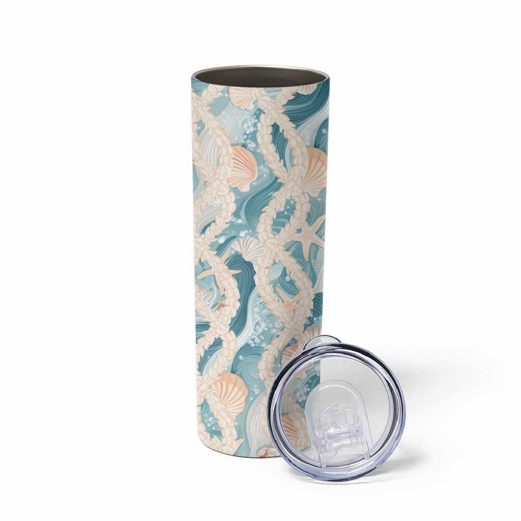 Hawaii Lei Seashells Starfish Skinny Tumbler Fresh Summer Vibe - Polynesian Pride