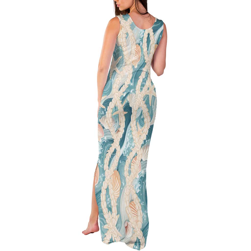 Hawaii Lei Seashells Starfish Tank Maxi Dress Fresh Summer Vibe - Polynesian Pride