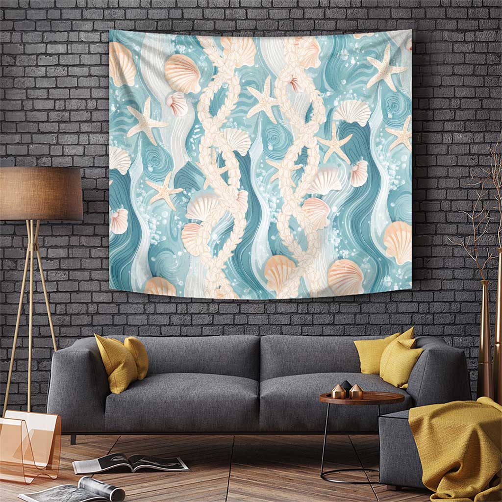 Hawaii Lei Seashells Starfish Tapestry Fresh Summer Vibe - Polynesian Pride