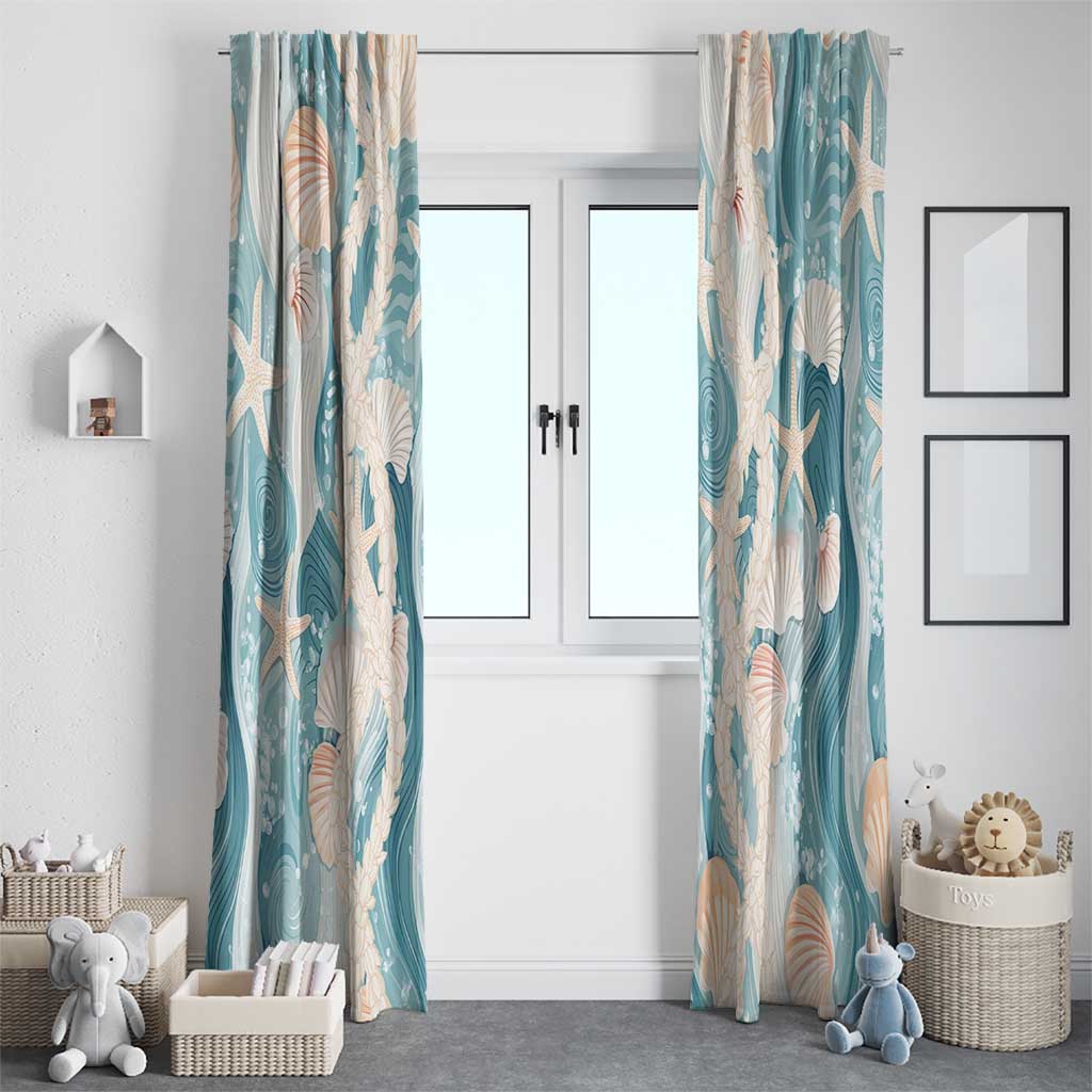 Hawaii Lei Seashells Starfish Window Curtain Fresh Summer Vibe - Polynesian Pride