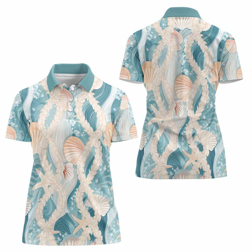Hawaii Lei Seashells Starfish Women Polo Shirt Fresh Summer Vibe - Polynesian Pride
