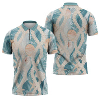 Hawaii Lei Seashells Starfish Zipper Polo Shirt Fresh Summer Vibe - Polynesian Pride