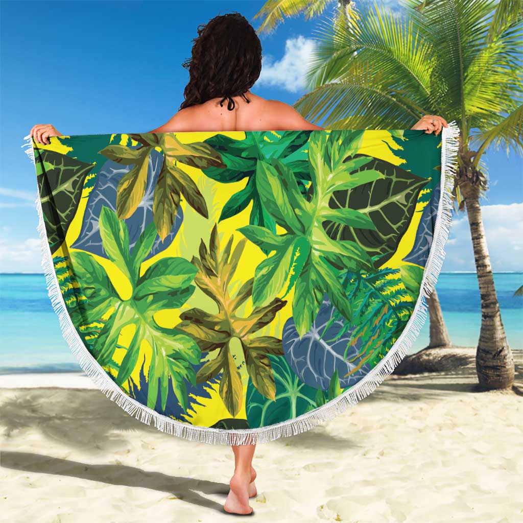 Hawaii Summer Tropical Leaves Beach Blanket - Polynesian Pride