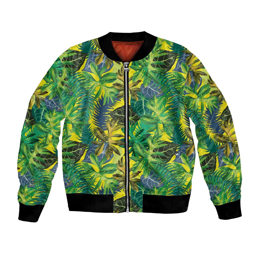 Hawaii Summer Tropical Leaves Bomber Jacket - Polynesian Pride