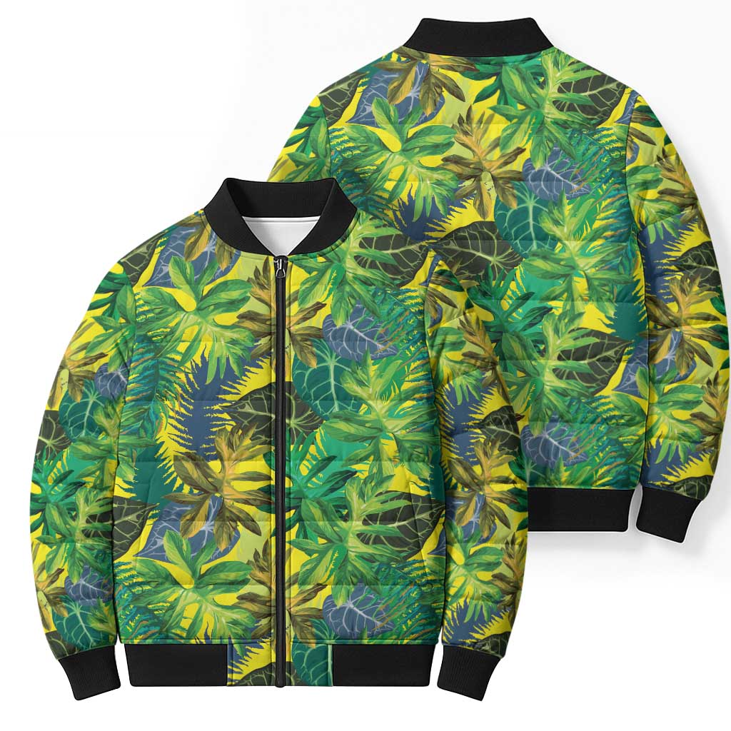 Hawaii Summer Tropical Leaves Bomber Puffer Jacket - Polynesian Pride