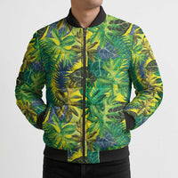 Hawaii Summer Tropical Leaves Bomber Puffer Jacket - Polynesian Pride