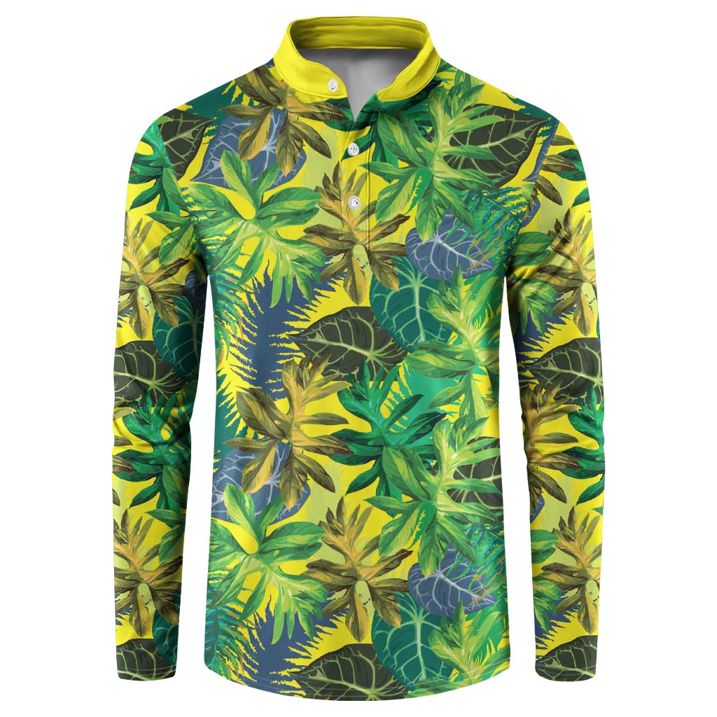 Hawaii Summer Tropical Leaves Button Sweatshirt - Polynesian Pride