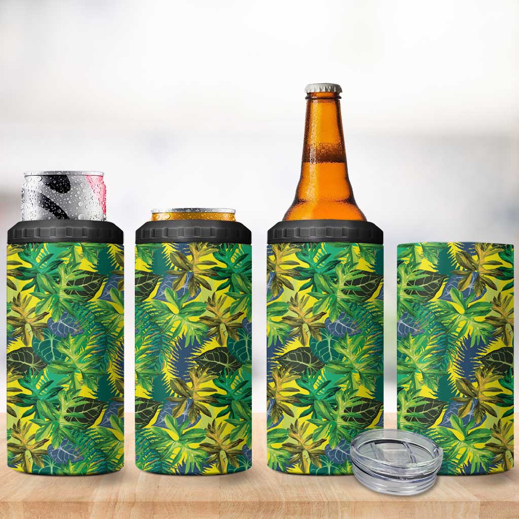 Hawaii Summer Tropical Leaves 4 in 1 Can Cooler Tumbler - Polynesian Pride