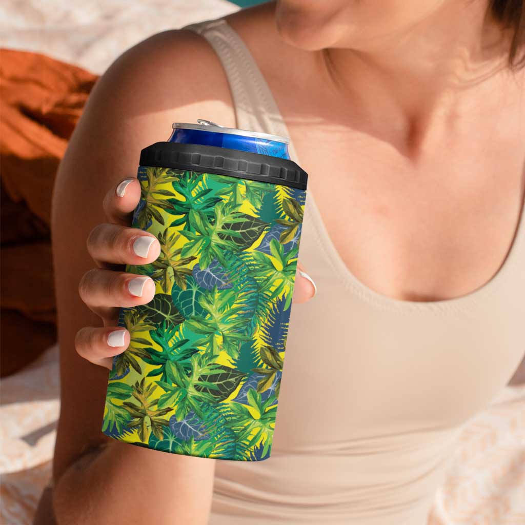 Hawaii Summer Tropical Leaves 4 in 1 Can Cooler Tumbler - Polynesian Pride