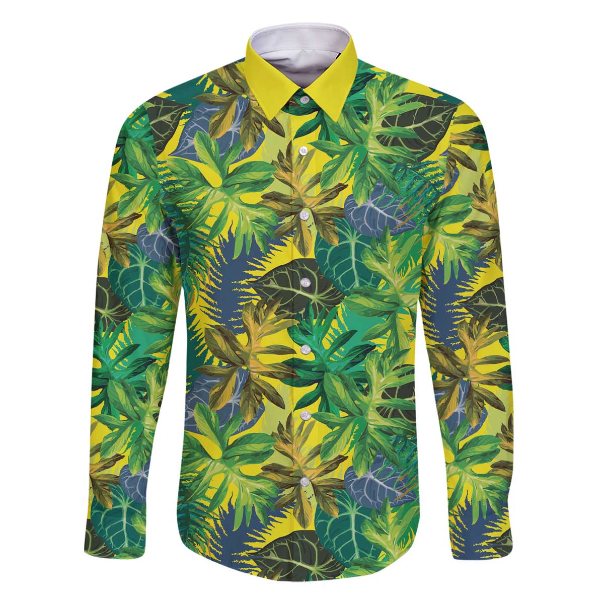 Hawaii Summer Tropical Leaves Family Matching Off The Shoulder Long Sleeve Dress and Hawaiian Shirt - Polynesian Pride