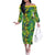 Hawaii Summer Tropical Leaves Off The Shoulder Long Sleeve Dress - Polynesian Pride