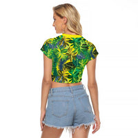 Hawaii Summer Tropical Leaves Raglan Cropped T Shirt - Polynesian Pride