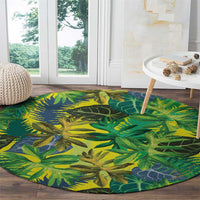 Hawaii Summer Tropical Leaves Round Carpet - Polynesian Pride