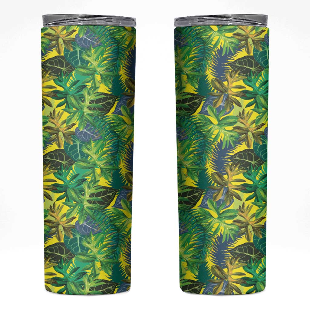 Hawaii Summer Tropical Leaves Skinny Tumbler - Polynesian Pride